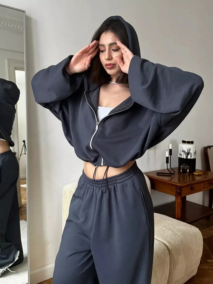 Hoodies Pant Two Piece Sets Women Tracksuit Set Autumn Pant Set Jogger Y2k Sweatshirts Sports Elastic Waist Pants Matching Sets