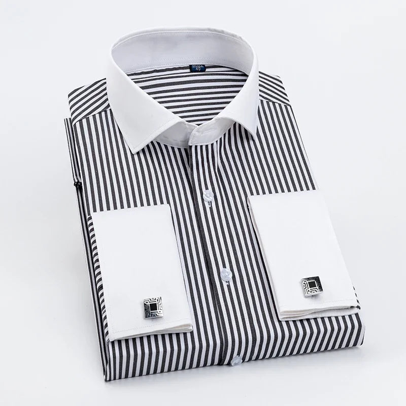 2023 French Cufflinks Suit Collar Korean Version Slim Fitting Shirt Long Sleeve Men's Tuxedo Party Wedding Shirts