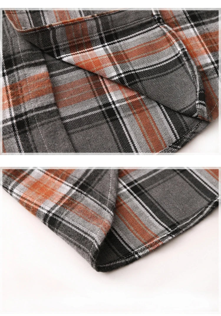 Striped Plaid Short Sleeved Shirt Men's Single-breasted Square Collar Cotton Shirts Summer Fashion Casual Camisa Men Chemise 7XL