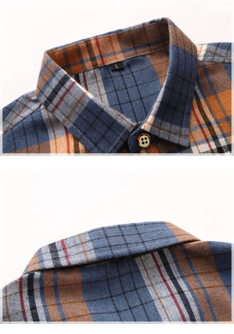 Striped Plaid Short Sleeved Shirt Men's Single-breasted Square Collar Cotton Shirts Summer Fashion Casual Camisa Men Chemise 7XL