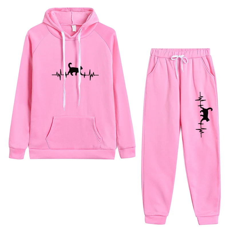 Woman Tracksuit Two Piece Set Winter Warm Hoodies+Pants Pullovers Sweatshirts Female Jogging Woman Clothing Sports Suit Outfits