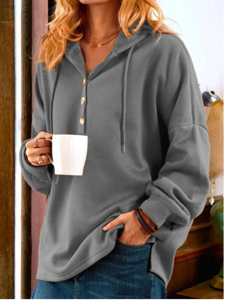 2024 New Fashion Autumn/Winter Women's Hoodie Short Casual Solid Cotton Temperament Commuter Sports Warm Sweater