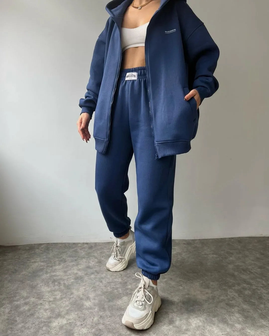 Women's Tracksuit Suit Autumn Fashion Warm Hoodie Sweatshirts Two Pieces Oversized Solid Casual Hoody Pullovers Long Pant Sets