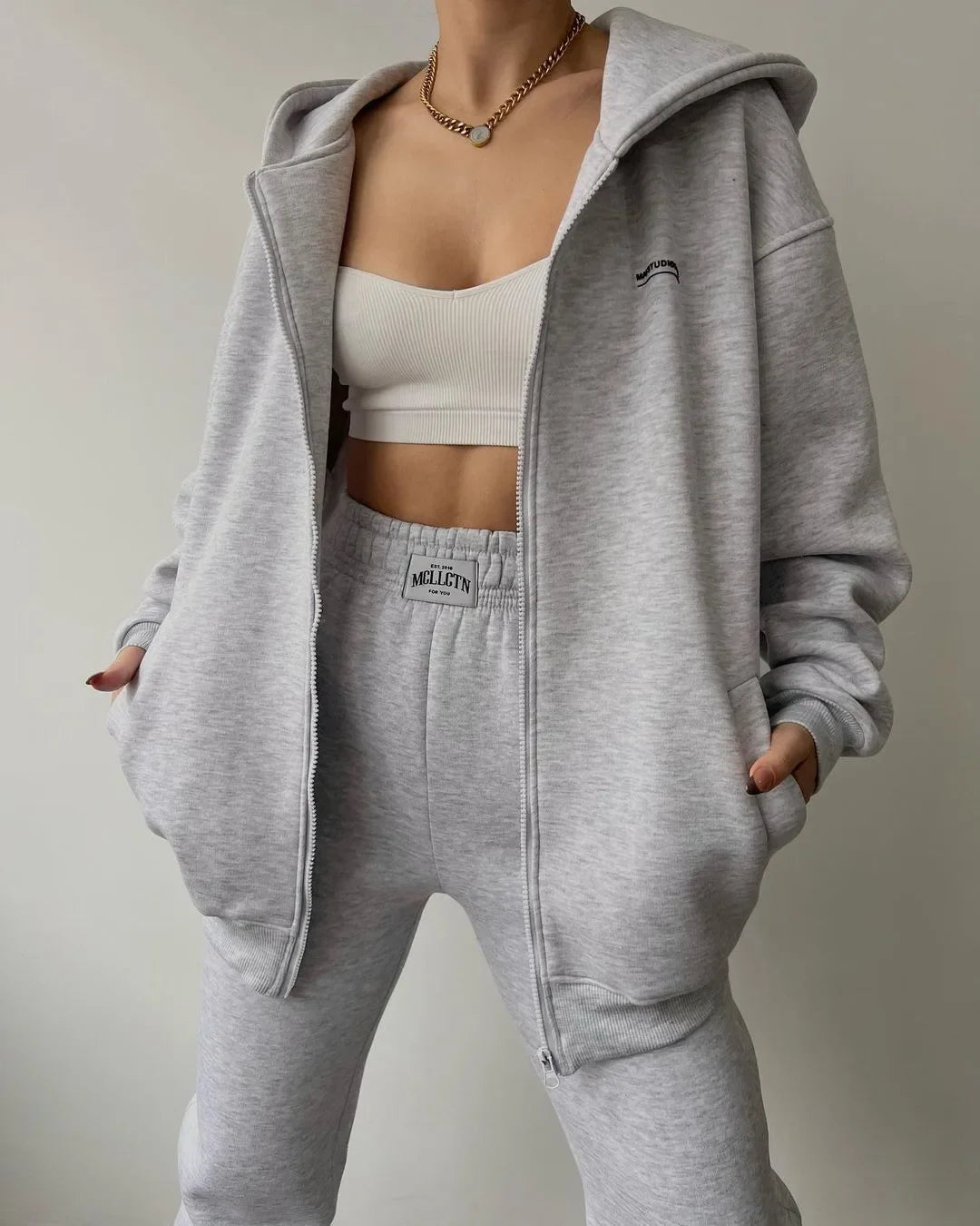 Women's Tracksuit Suit Autumn Fashion Warm Hoodie Sweatshirts Two Pieces Oversized Solid Casual Hoody Pullovers Long Pant Sets