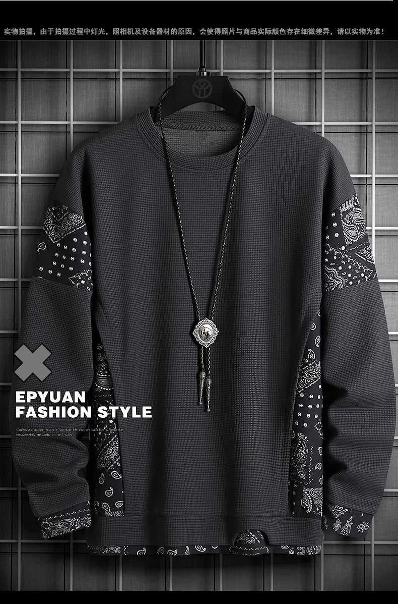 2024 New Mens Fashion Casual Hoodie Male Sportswear Pullover Patchwork Autumn Hoodie Sweatshirt Large Size Men Hip Hop Hoodies