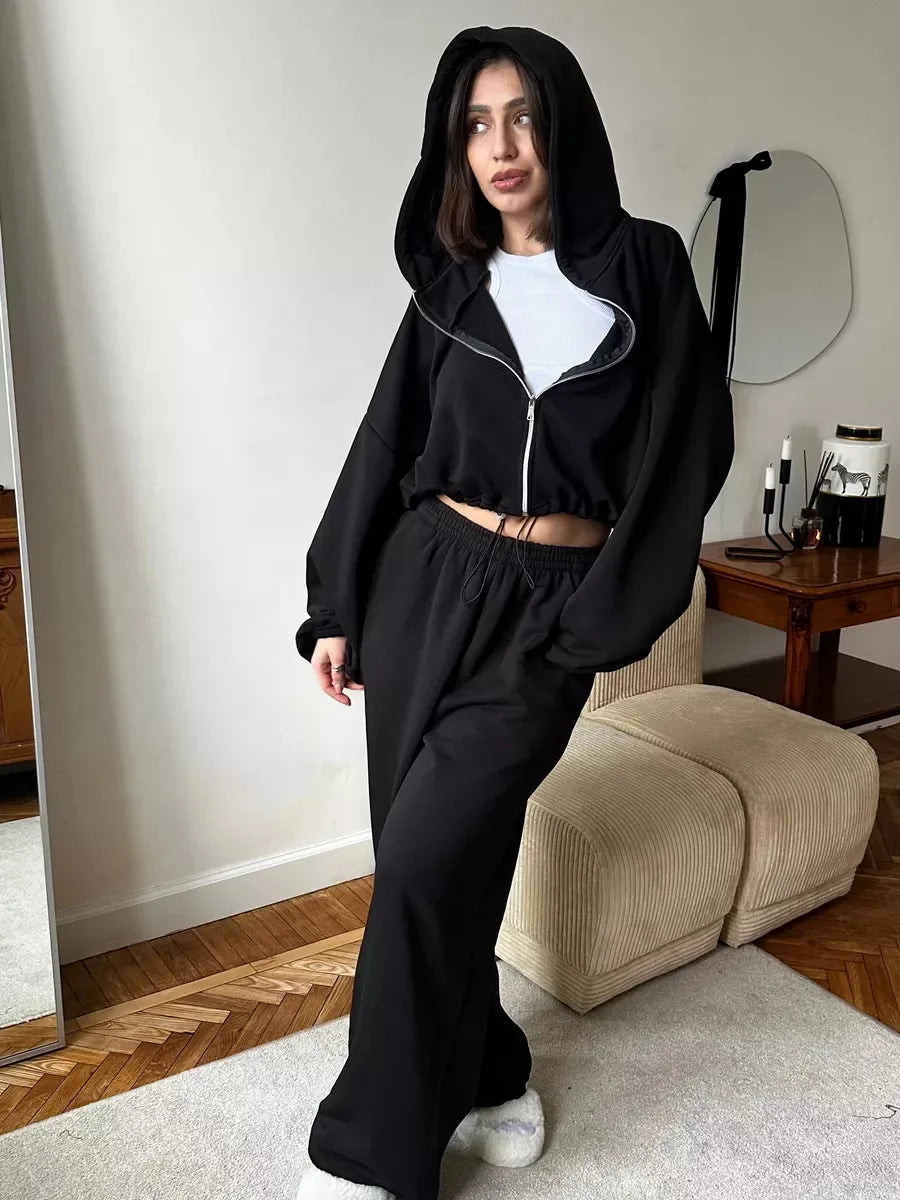 Hoodies Pant Two Piece Sets Women Tracksuit Set Autumn Pant Set Jogger Y2k Sweatshirts Sports Elastic Waist Pants Matching Sets
