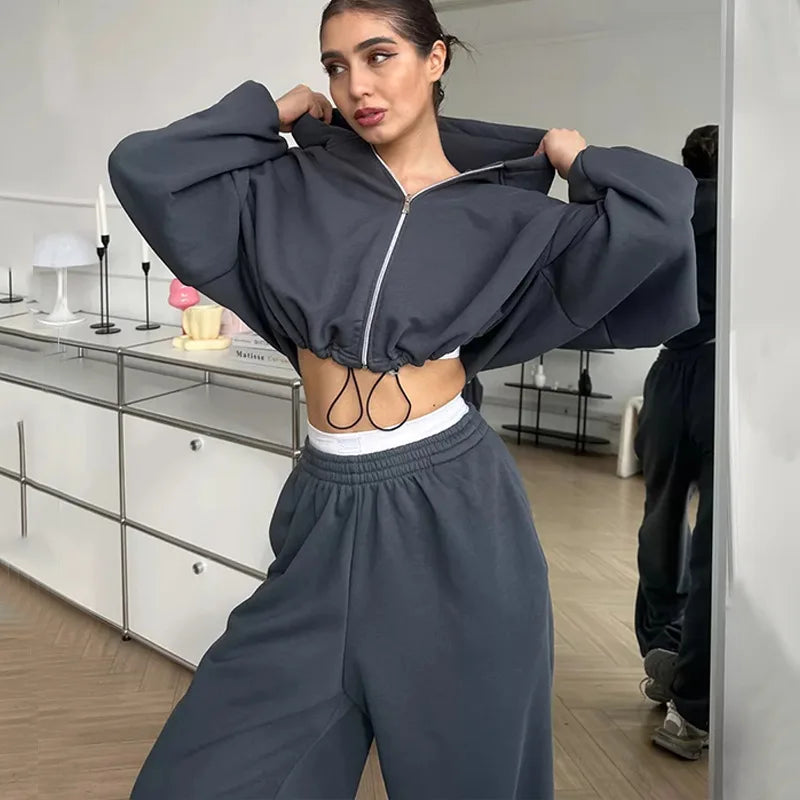 Hoodies Pant Two Piece Sets Women Tracksuit Set Autumn Pant Set Jogger Y2k Sweatshirts Sports Elastic Waist Pants Matching Sets