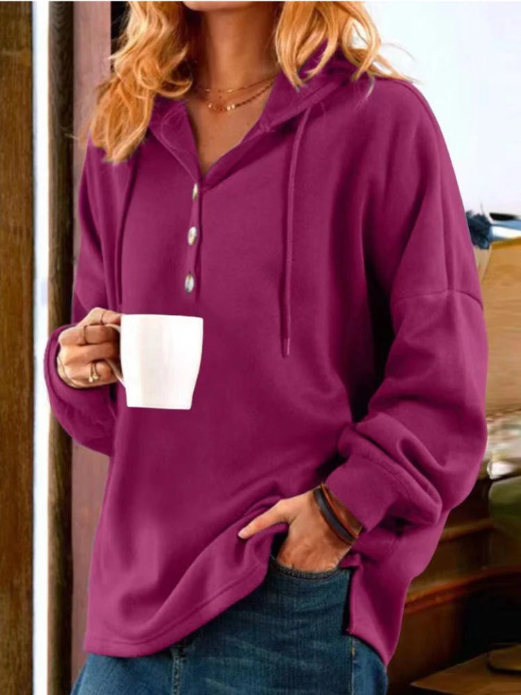 2024 New Fashion Autumn/Winter Women's Hoodie Short Casual Solid Cotton Temperament Commuter Sports Warm Sweater