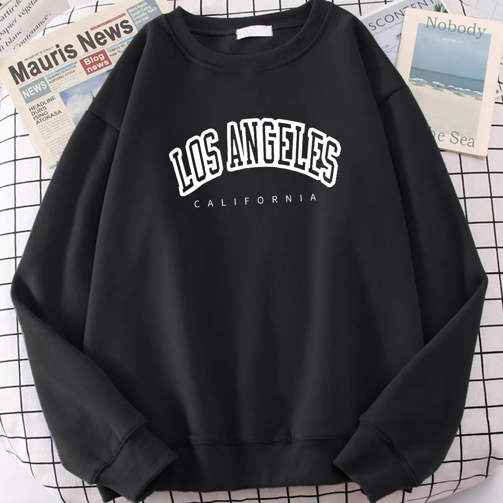 Los Angeles California City Streetwear Sweatshirt For Women Loose Oversized Clothing Personality Soft Letter Print Hoodies Woman