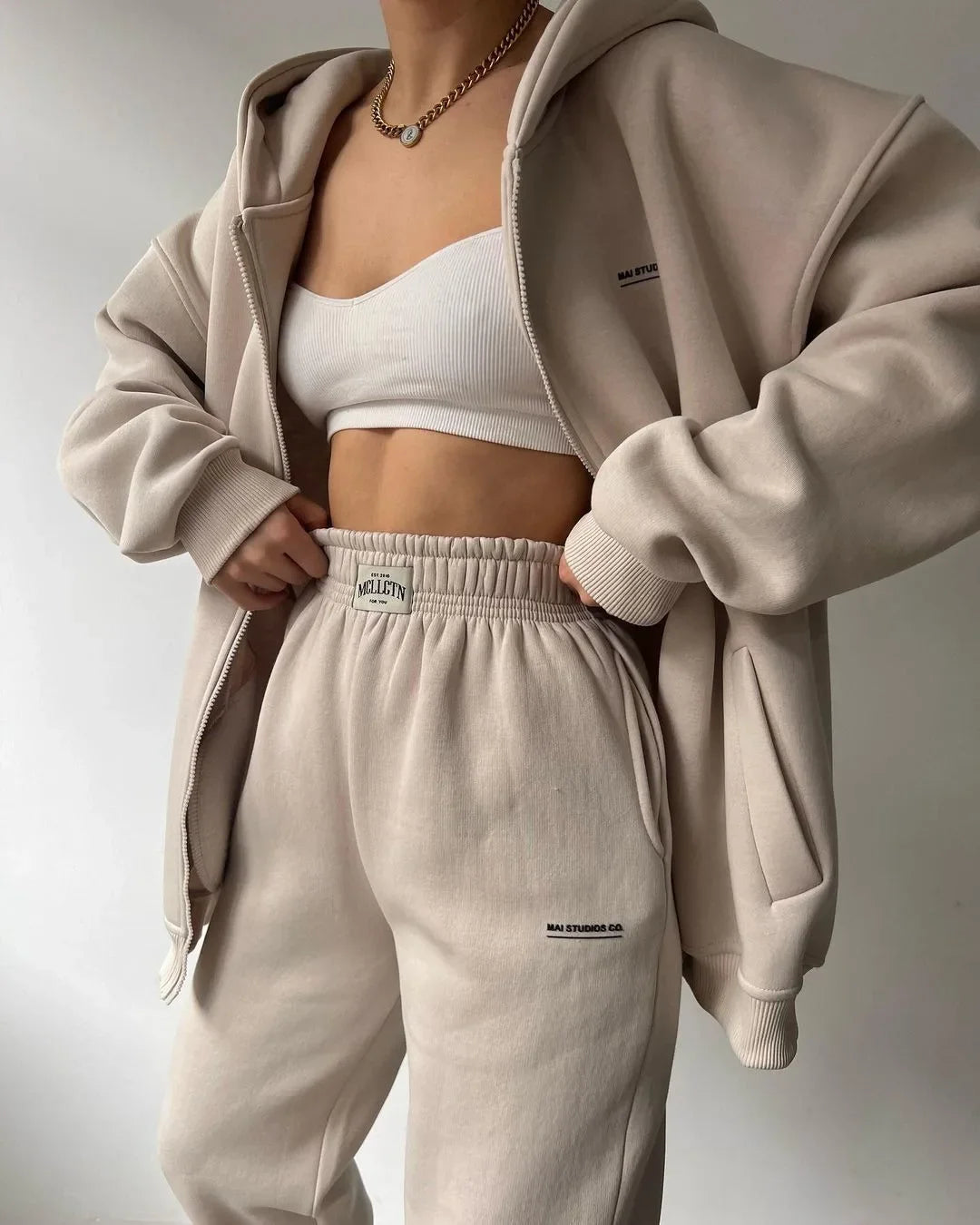 Women's Tracksuit Suit Autumn Fashion Warm Hoodie Sweatshirts Two Pieces Oversized Solid Casual Hoody Pullovers Long Pant Sets