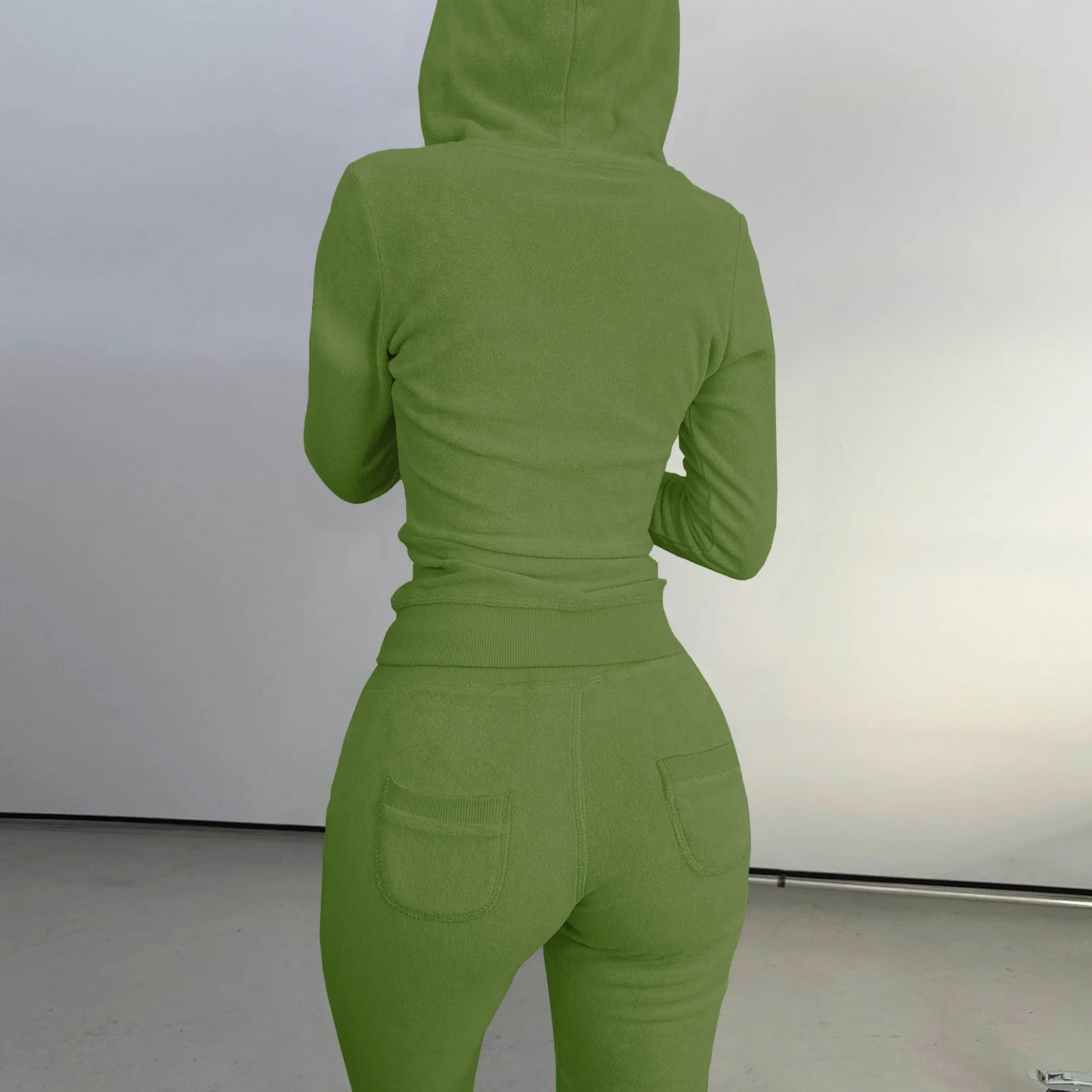 Autumn Winter Double-sided Velvet Vest 3 Piece Set For Woman's Fashion Hooded Sweatshirt Jacket Slim Pocket Trousers Female Suit