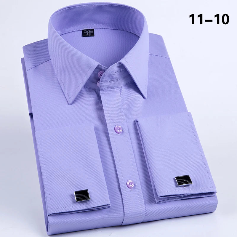 2023 French Cufflinks Suit Collar Korean Version Slim Fitting Shirt Long Sleeve Men's Tuxedo Party Wedding Shirts