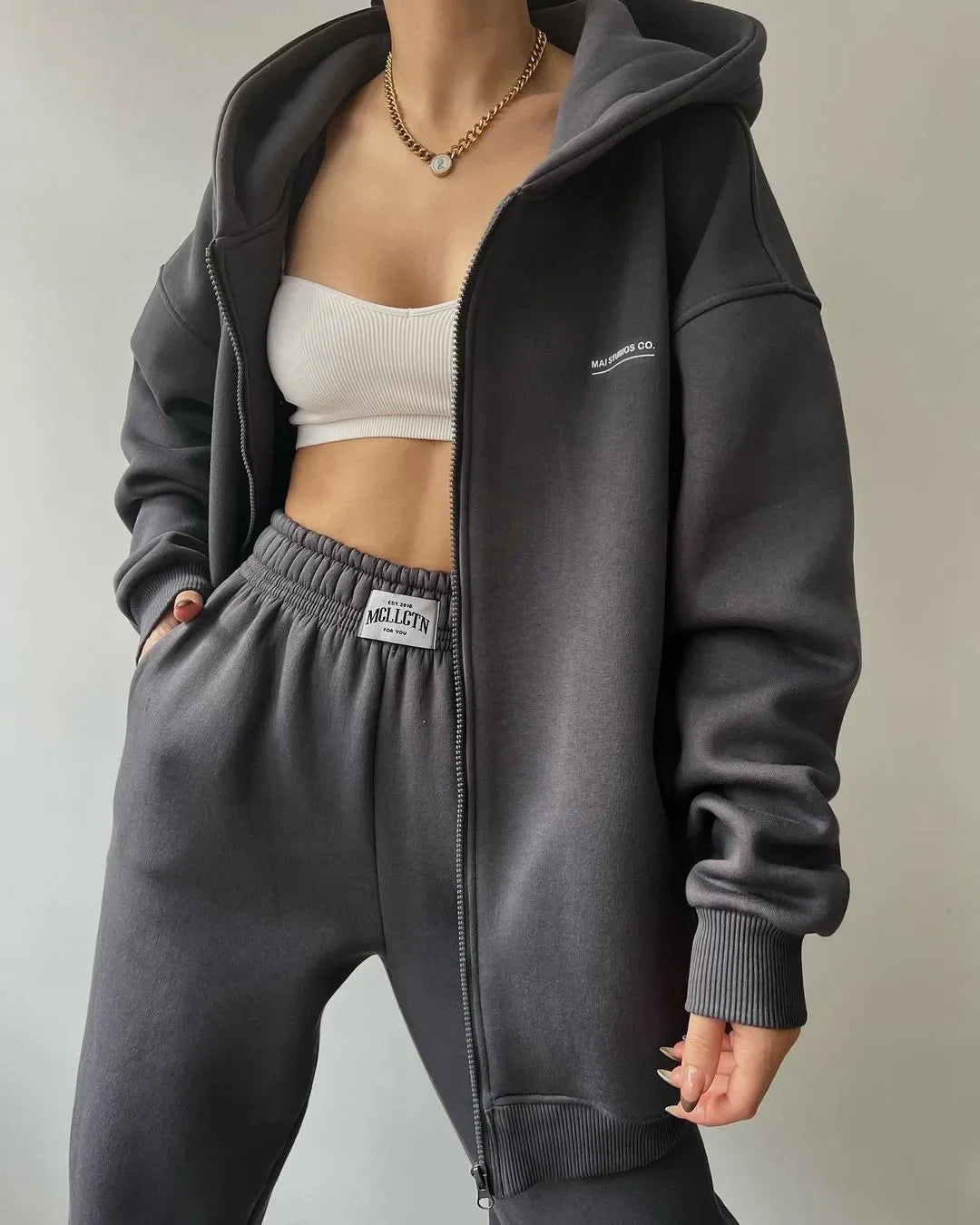 Women's Tracksuit Suit Autumn Fashion Warm Hoodie Sweatshirts Two Pieces Oversized Solid Casual Hoody Pullovers Long Pant Sets