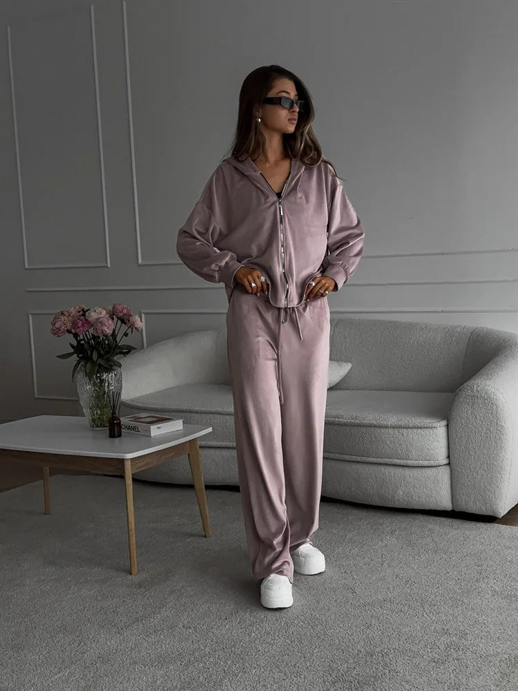 Two Piece Sets Women Matching Sets Tracksuit Jogger Y2k Autumn Winter Sports Elastic Waist Streetwear Pants Sweatshirts Pant Set