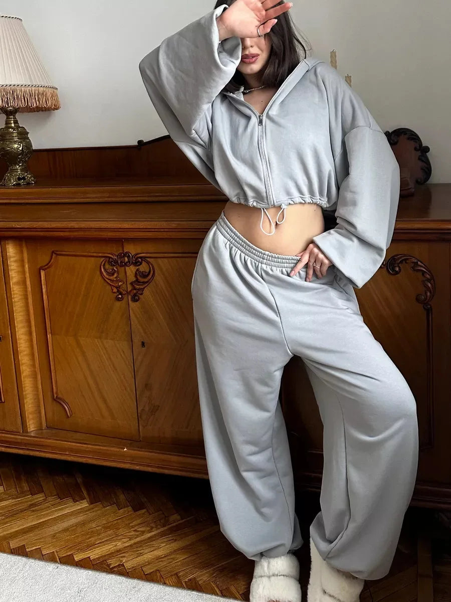 Hoodies Pant Two Piece Sets Women Tracksuit Set Autumn Pant Set Jogger Y2k Sweatshirts Sports Elastic Waist Pants Matching Sets
