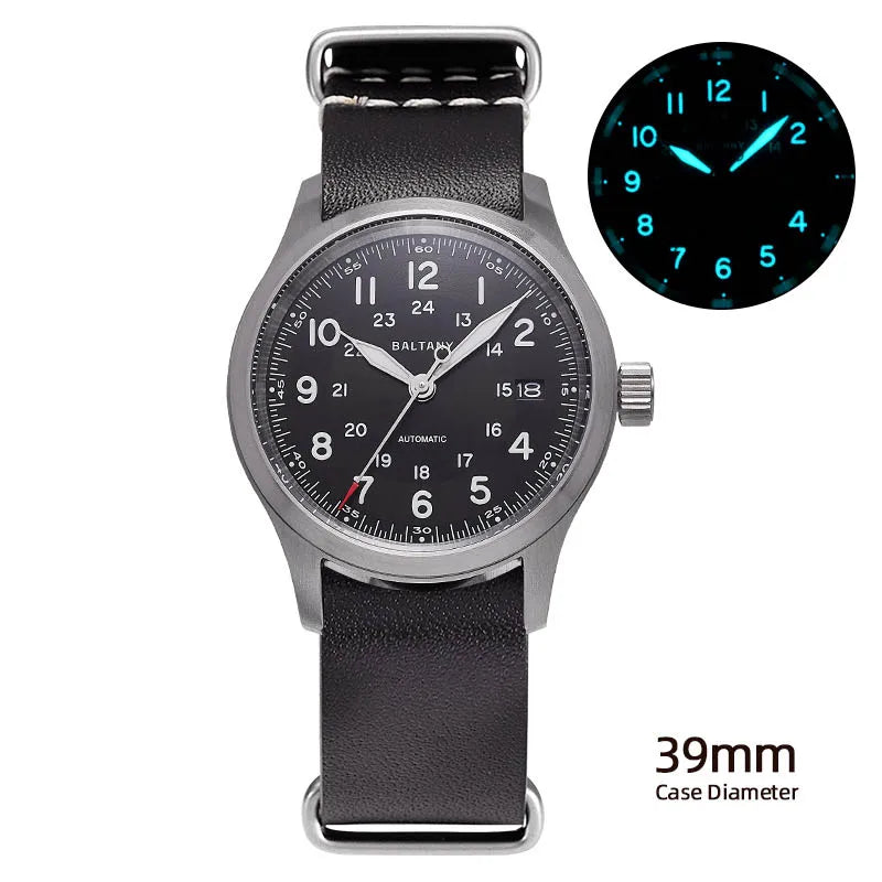 Baltany Calendar Field Wristwatches 32mm S2049 NH35 Sapphire Crystal Luminous 10ATM Stainless Steel Automatic Mechanical Watches
