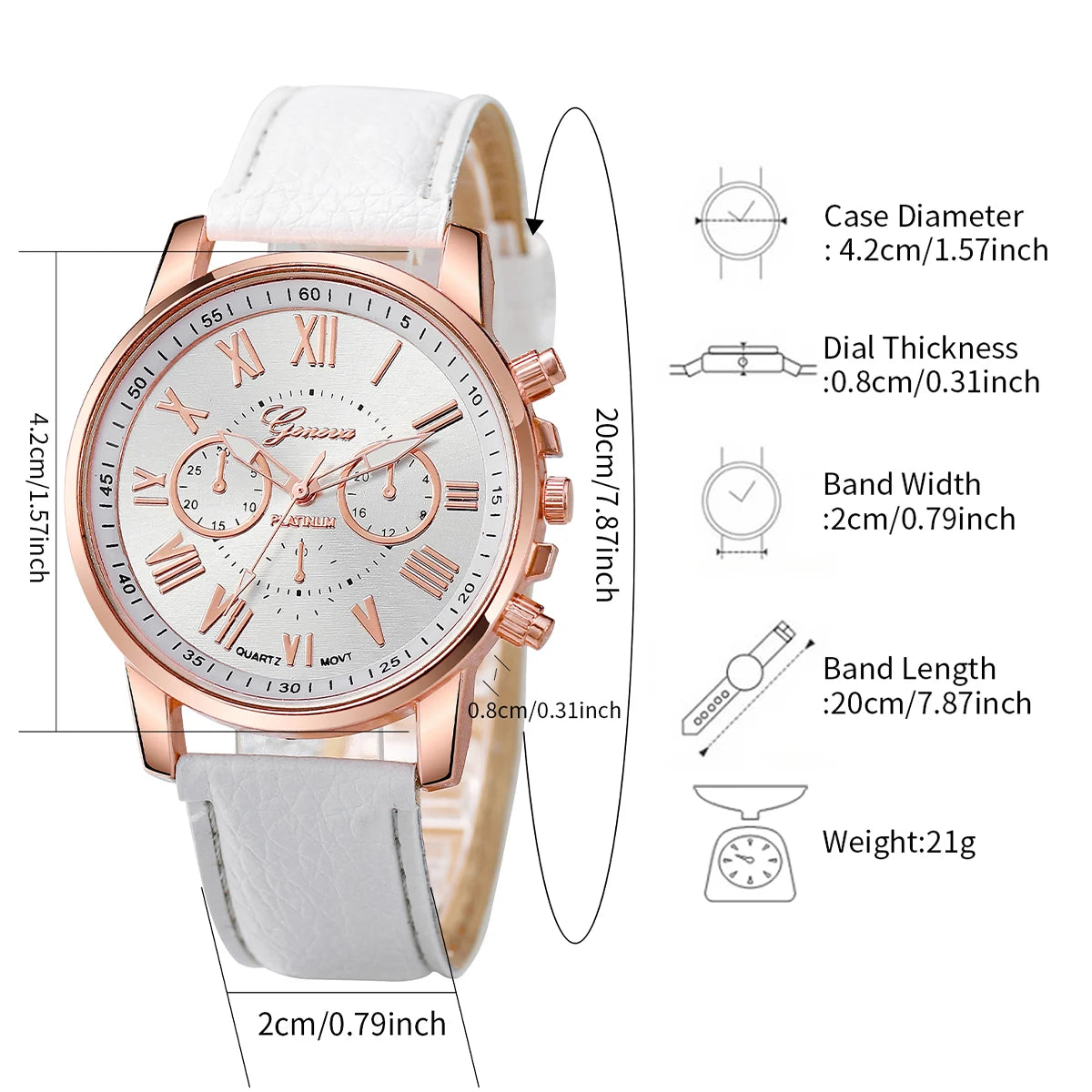 6PCS/Set Women's Watch Fashion Roma Dial Quartz Watches Bracelets Set (Without Box)