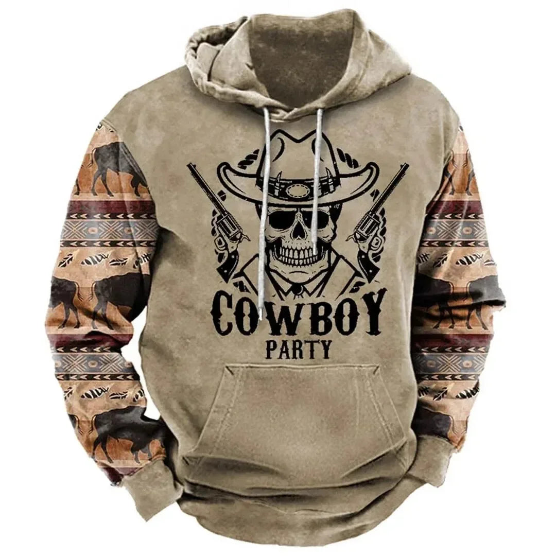 Vintage Men's Hoodie Yellowstone Park 3D Print Pullover Y2K Men's Tops Street Fashion Oversized Hoodie Casual Men's Clothing