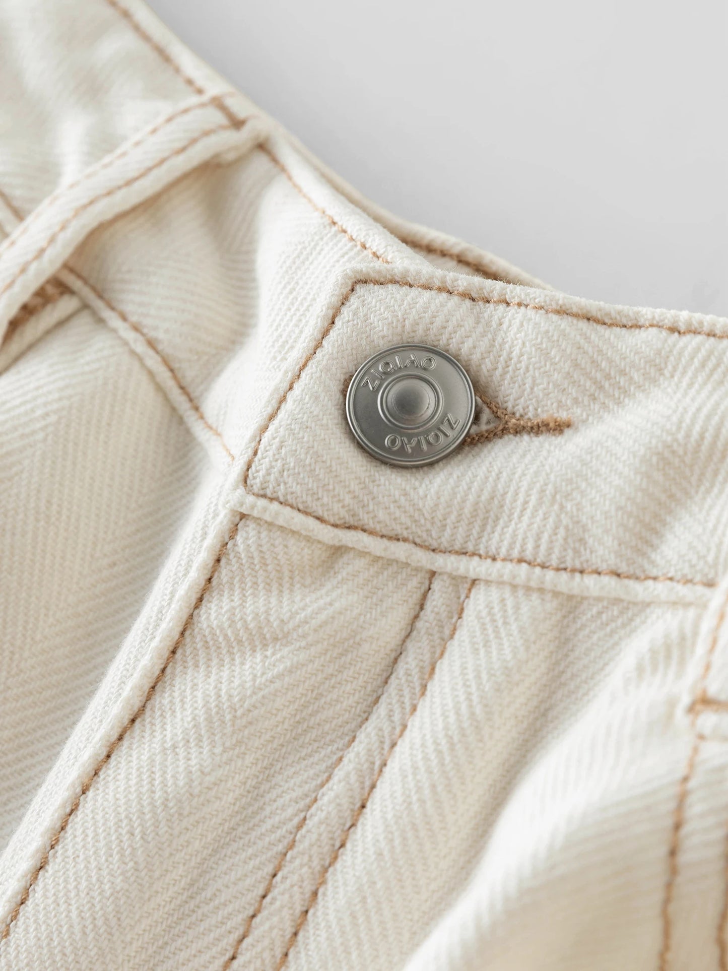 ZIQIAO Women Beige Full Length Women Jeans 2024 Autumn New High Waist Cotton Office Lady Casual Female Long Pants 24ZQ93118