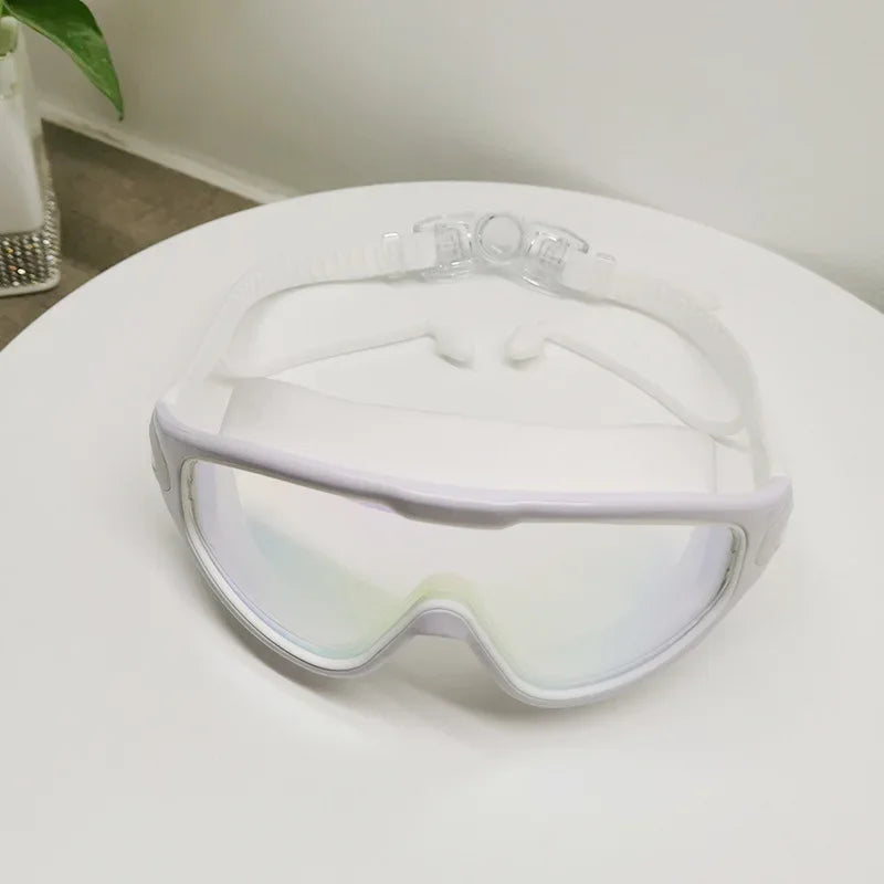 Swim Goggles with Ear Plugs UV Protection No Leaking Anti Fog Lens Swimming Glasses Wide Blue Light Blocking Comfortable Eyewear