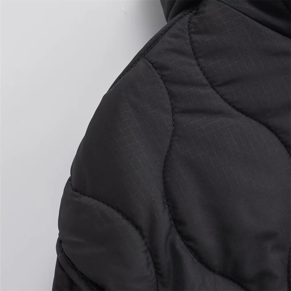 UNIZERA 2023 Autumn/Winter New Product Women's New Fashion and Casual Versatile Stand up Collar Hooded Jacket Cotton Coat