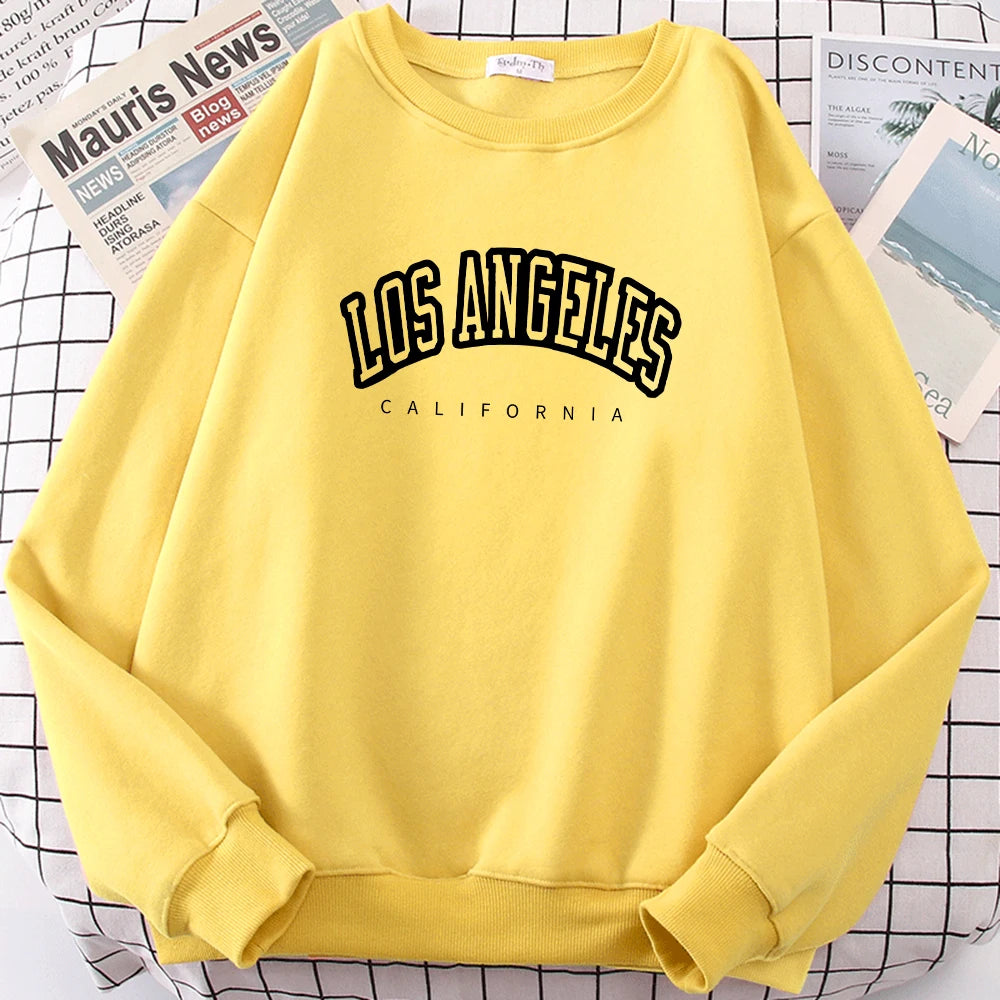 Los Angeles California City Streetwear Sweatshirt For Women Loose Oversized Clothing Personality Soft Letter Print Hoodies Woman