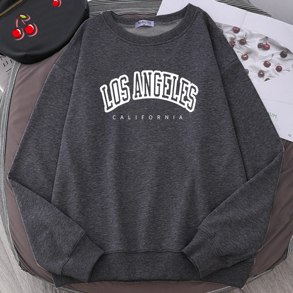 Los Angeles California City Streetwear Sweatshirt For Women Loose Oversized Clothing Personality Soft Letter Print Hoodies Woman