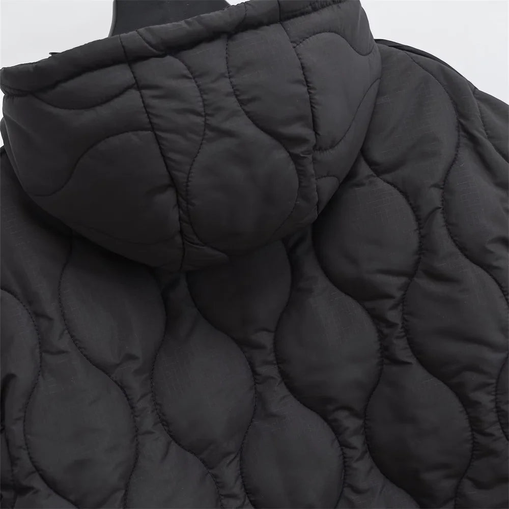 UNIZERA 2023 Autumn/Winter New Product Women's New Fashion and Casual Versatile Stand up Collar Hooded Jacket Cotton Coat