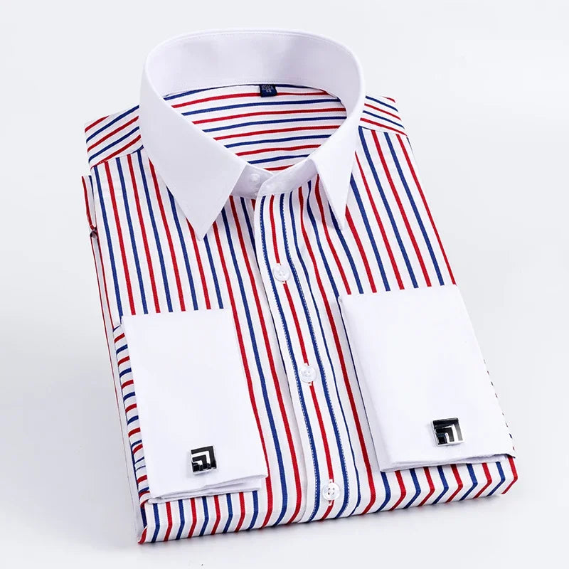 2023 French Cufflinks Suit Collar Korean Version Slim Fitting Shirt Long Sleeve Men's Tuxedo Party Wedding Shirts
