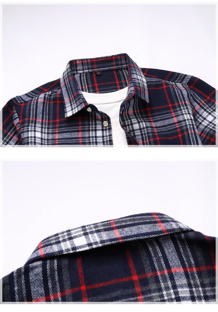 Striped Plaid Short Sleeved Shirt Men's Single-breasted Square Collar Cotton Shirts Summer Fashion Casual Camisa Men Chemise 7XL