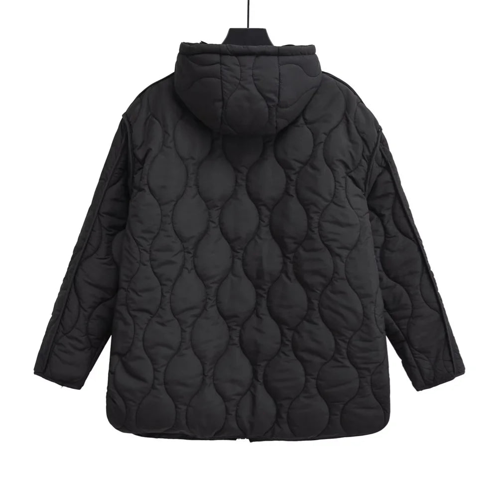 UNIZERA 2023 Autumn/Winter New Product Women's New Fashion and Casual Versatile Stand up Collar Hooded Jacket Cotton Coat