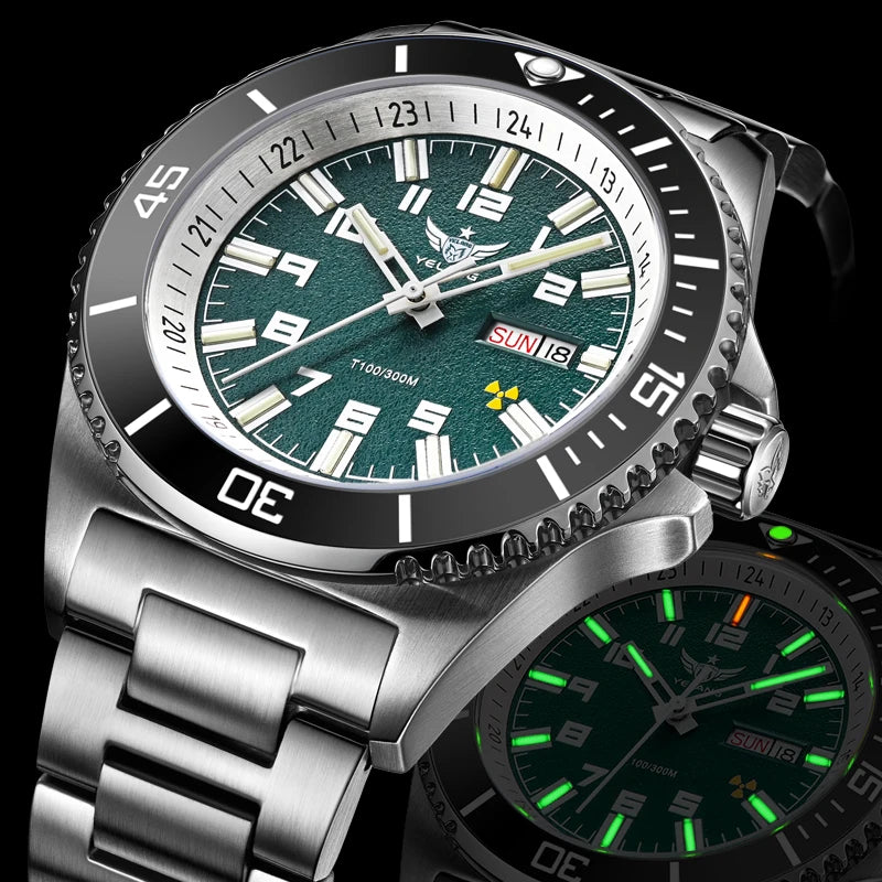 Yelang V1031 Luxury Men Brand Watch 44mm Diver Water Watches Japan 8205 Automatic Mechanical movement Luminous 300M Waterproof
