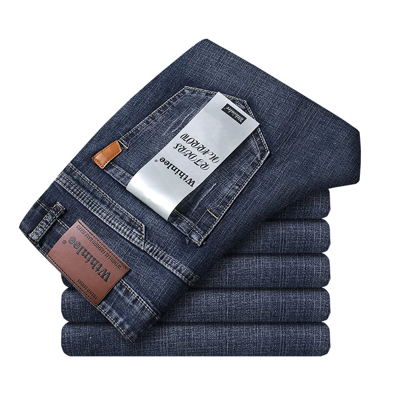 Spring Autumn 2022 Men's Smart Jeans Business Fashion Straight Regular Blue Stretch Denim Trousers Classic Men Plus Size 28-40