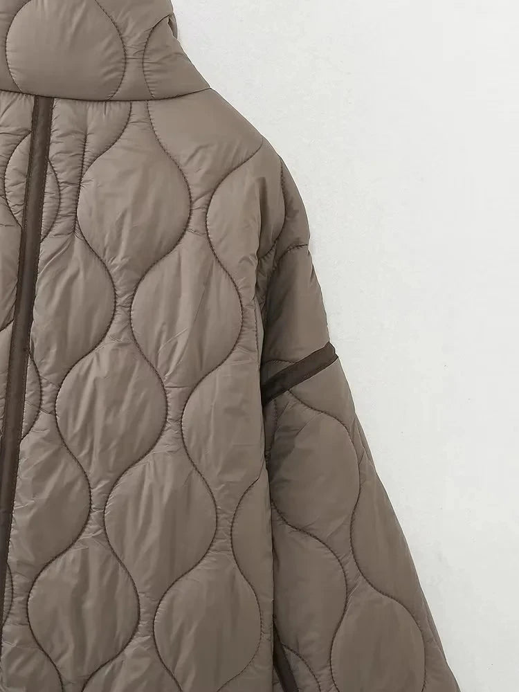 TRAFZA 2024 New Women Fashion Coat Long Sleeve Jackets With Drawstring Versatile Hight Street Outerwear Female Mujer Winter Coat
