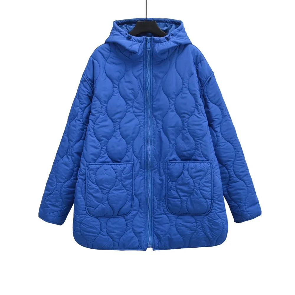 UNIZERA 2023 Autumn/Winter New Product Women's New Fashion and Casual Versatile Stand up Collar Hooded Jacket Cotton Coat
