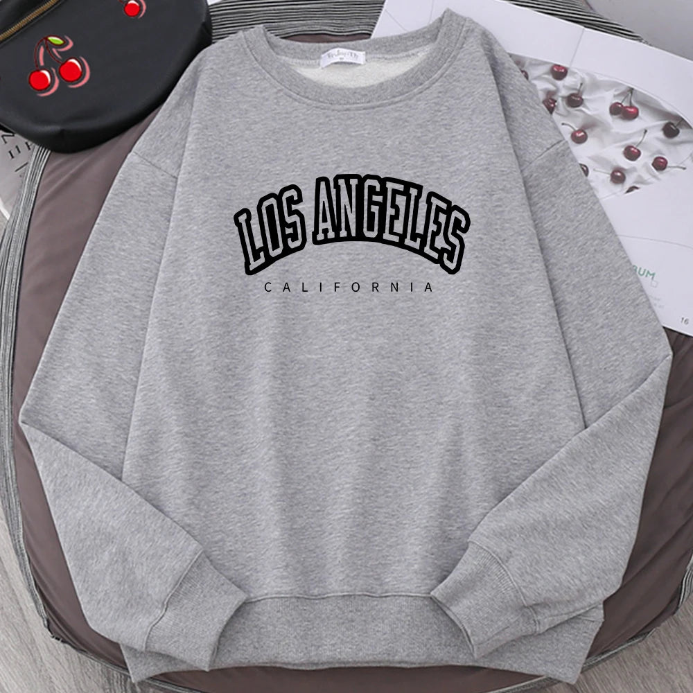 Los Angeles California City Streetwear Sweatshirt For Women Loose Oversized Clothing Personality Soft Letter Print Hoodies Woman