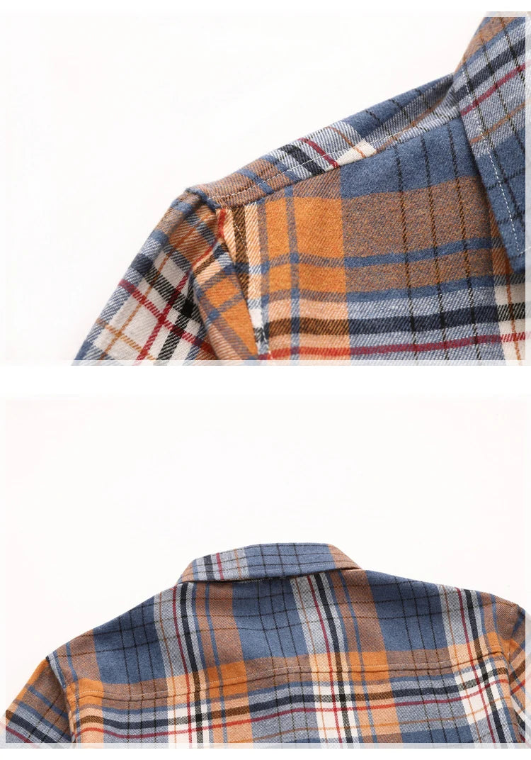 Striped Plaid Short Sleeved Shirt Men's Single-breasted Square Collar Cotton Shirts Summer Fashion Casual Camisa Men Chemise 7XL