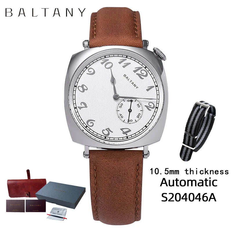 Baltany 1921 ST1701 Classic Men's Automatic Mechanical Watch Luxury Sapphire Vintage Leather Waterproof 5Bar Watch reloj hombre