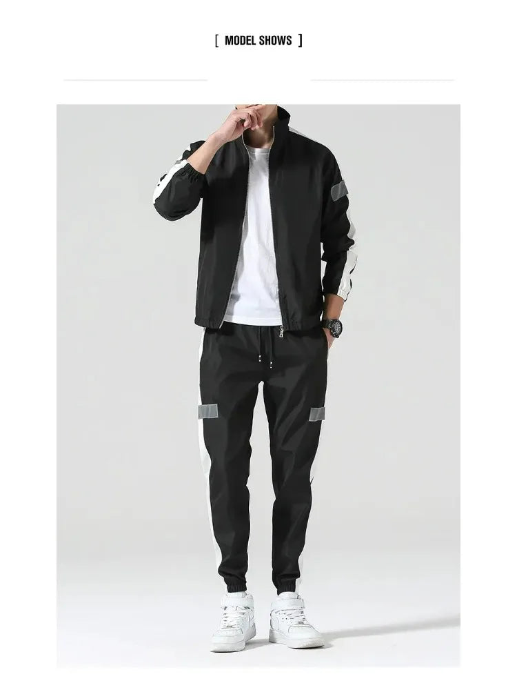 2Pcs Men Tracksuit Hoodie Tops Joggers Pants Tracksuit Set Male Running Jogging Sportswear Hooded Pants Mens Sweat Suit 2024