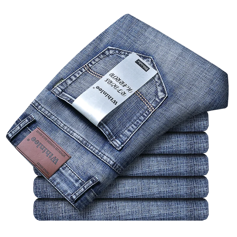 Spring Autumn 2022 Men's Smart Jeans Business Fashion Straight Regular Blue Stretch Denim Trousers Classic Men Plus Size 28-40