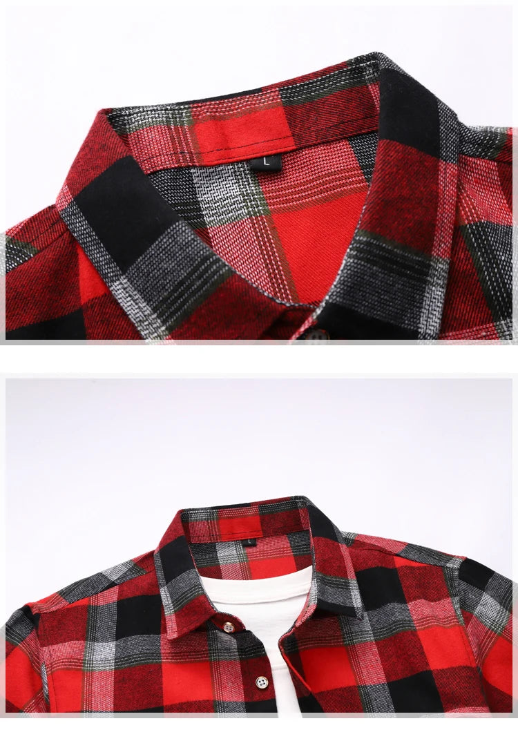 Striped Plaid Short Sleeved Shirt Men's Single-breasted Square Collar Cotton Shirts Summer Fashion Casual Camisa Men Chemise 7XL