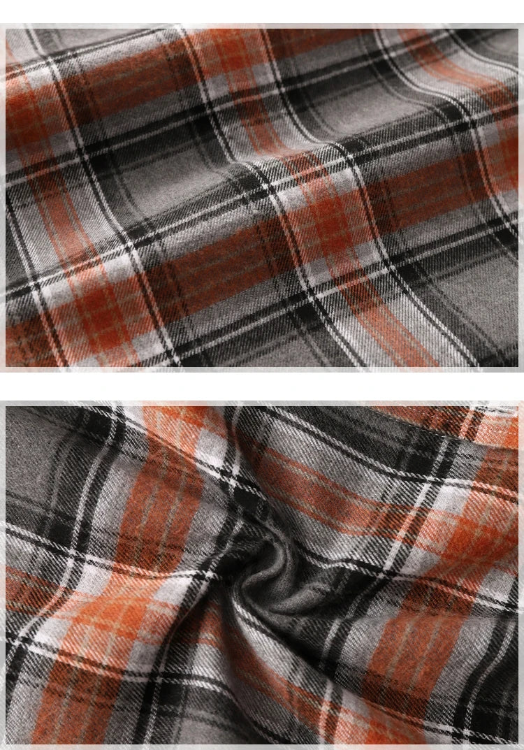 Striped Plaid Short Sleeved Shirt Men's Single-breasted Square Collar Cotton Shirts Summer Fashion Casual Camisa Men Chemise 7XL