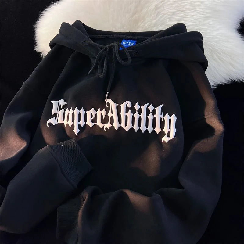 Harajuku Streetwear Sweatshirt Unisex Oversized Y2K Stars Printed Loose Hoodies for Men Grunge E-girls Autumn Winter Cute Tops