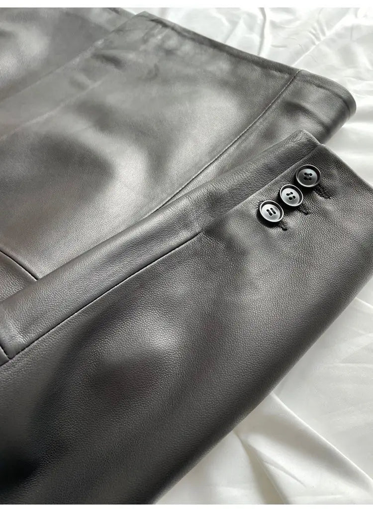 Korean Black Leather Jacket Women Streetwear Loose Formal Leather Blazers Female Fashion Trend Chic Punk Leather Jacket 2023 New