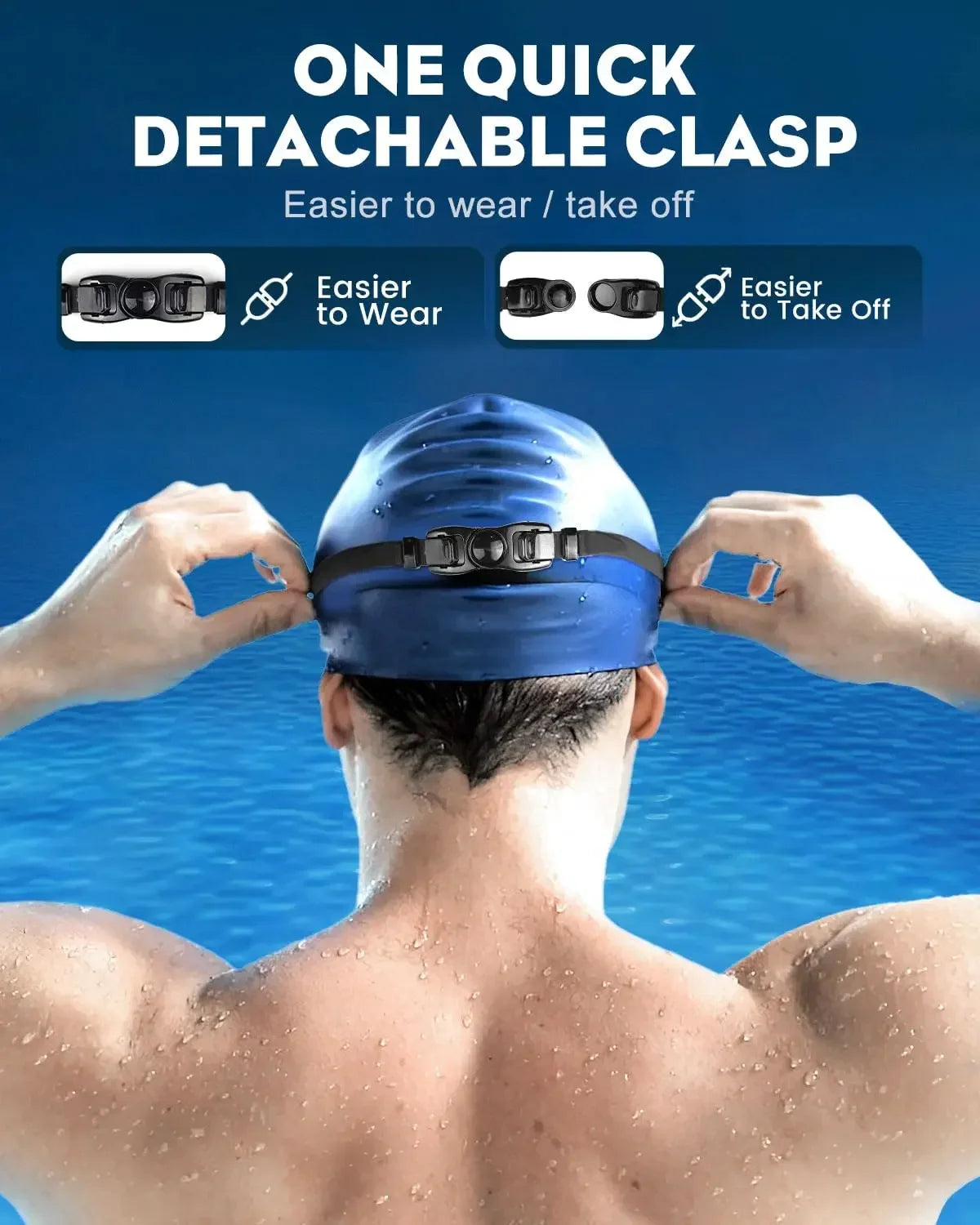 Swim Goggles with Ear Plugs UV Protection No Leaking Anti Fog Lens Swimming Glasses Wide Blue Light Blocking Comfortable Eyewear