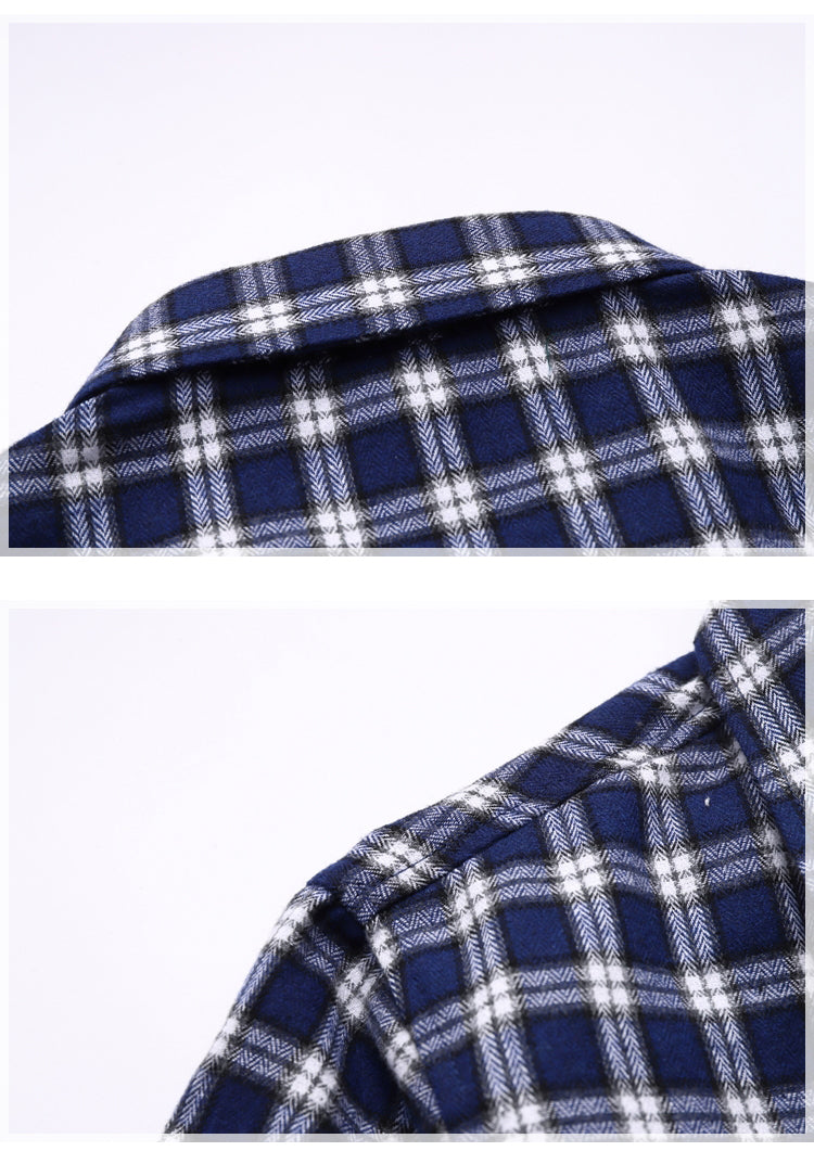 Striped Plaid Short-sleeved Shirt Men's Single-breasted Square Collar Cotton Shirts Summer Fashion Casual Camisa Men Chemise 7XL