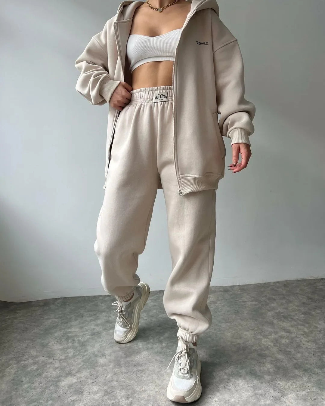Women's Tracksuit Suit Autumn Fashion Warm Hoodie Sweatshirts Two Pieces Oversized Solid Casual Hoody Pullovers Long Pant Sets