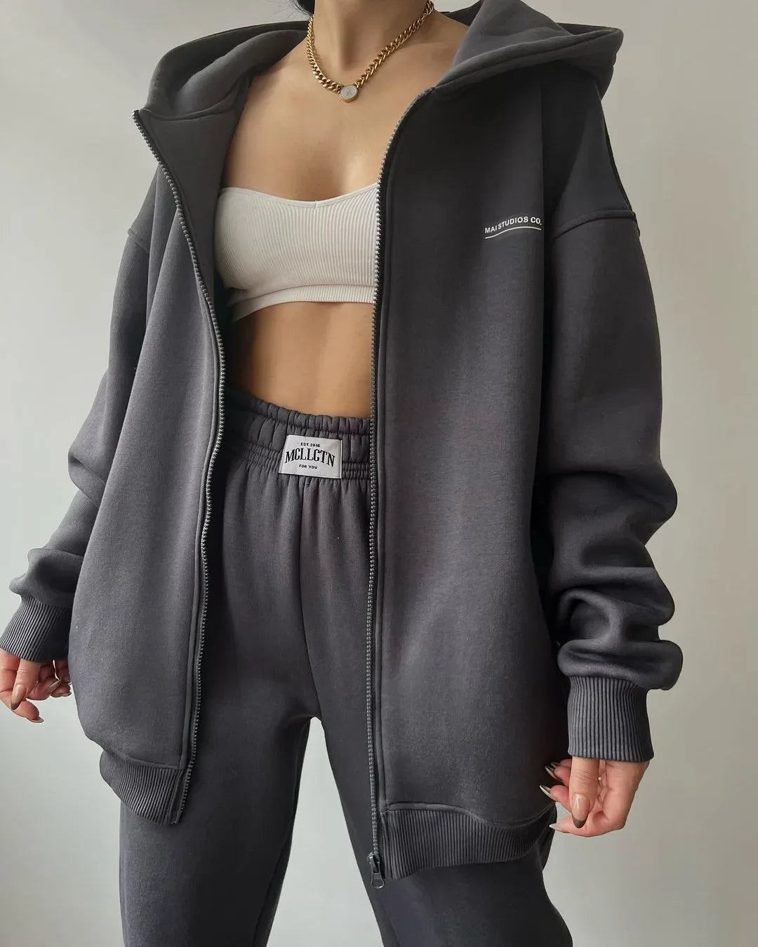 Women's Tracksuit Suit Autumn Fashion Warm Hoodie Sweatshirts Two Pieces Oversized Solid Casual Hoody Pullovers Long Pant Sets