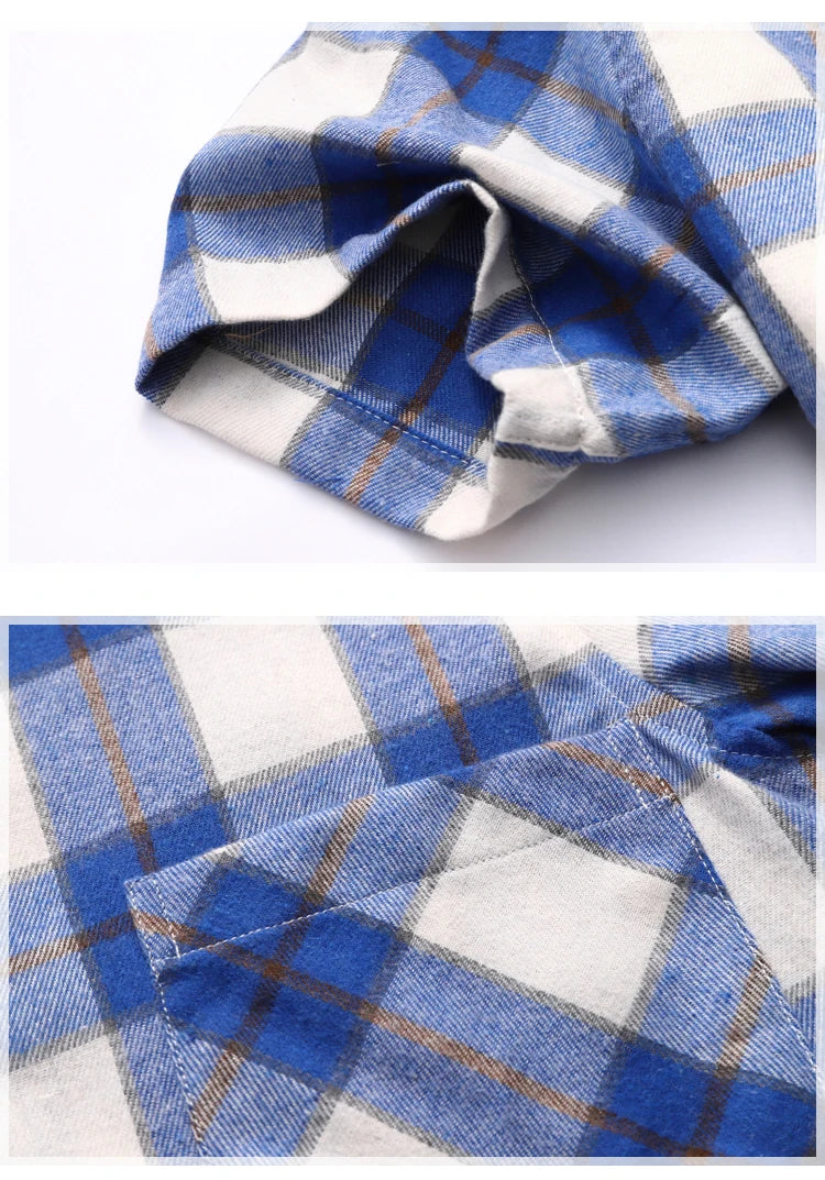 Striped Plaid Short Sleeved Shirt Men's Single-breasted Square Collar Cotton Shirts Summer Fashion Casual Camisa Men Chemise 7XL