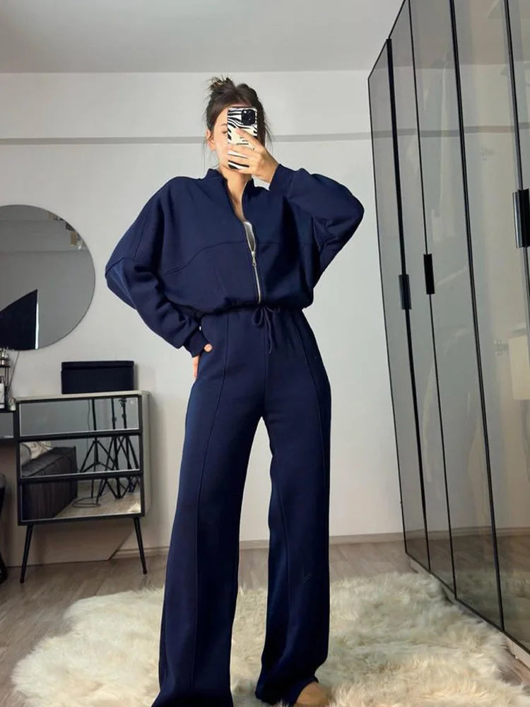 Autumn Winter Jacket Pant Two Piece Sets Women Pant Set Tracksuit Jogger Y2k Sweatshirts Sports Elastic Waist Pants Matching Set